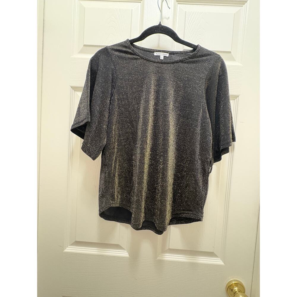 Vtg Black Swan Black and Gold Shimmer Women's Small Top